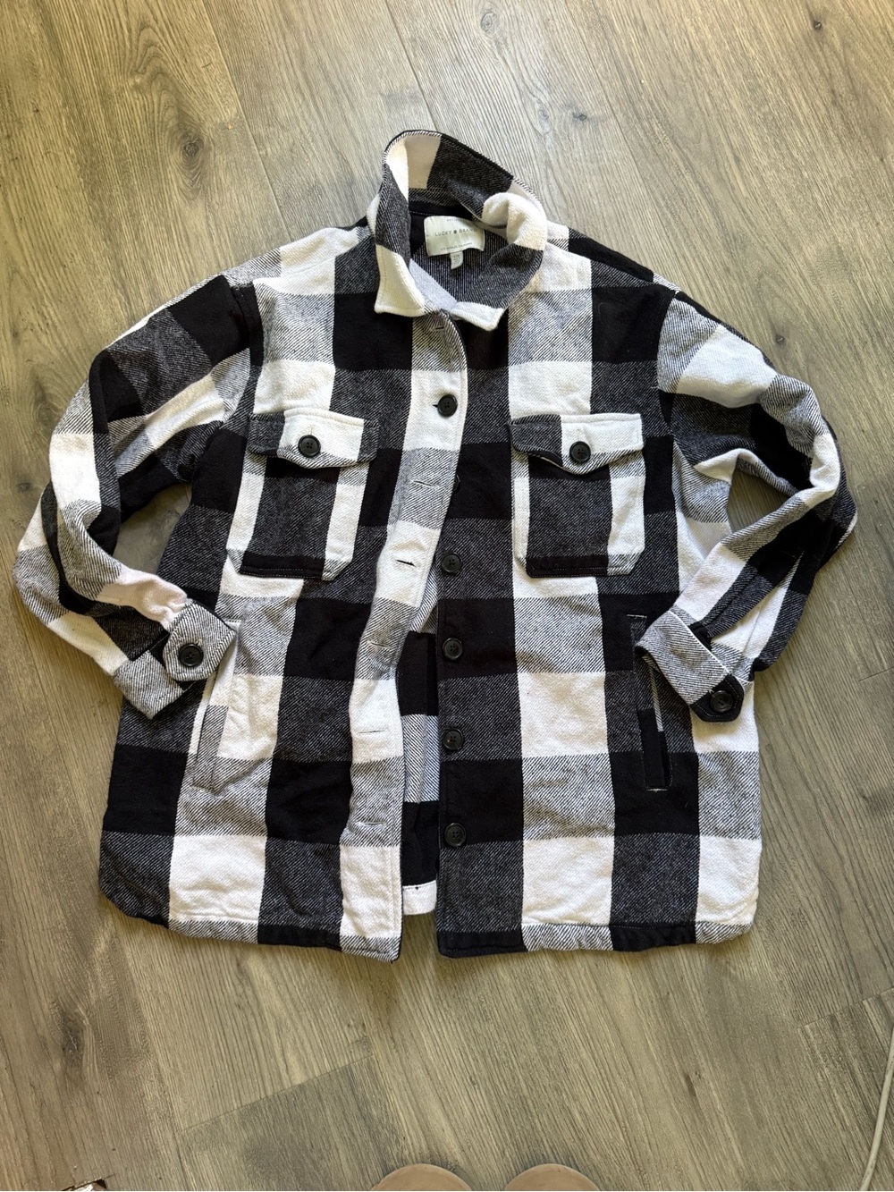 Lucky Brand Black & White Buffalo Plaid Shacket